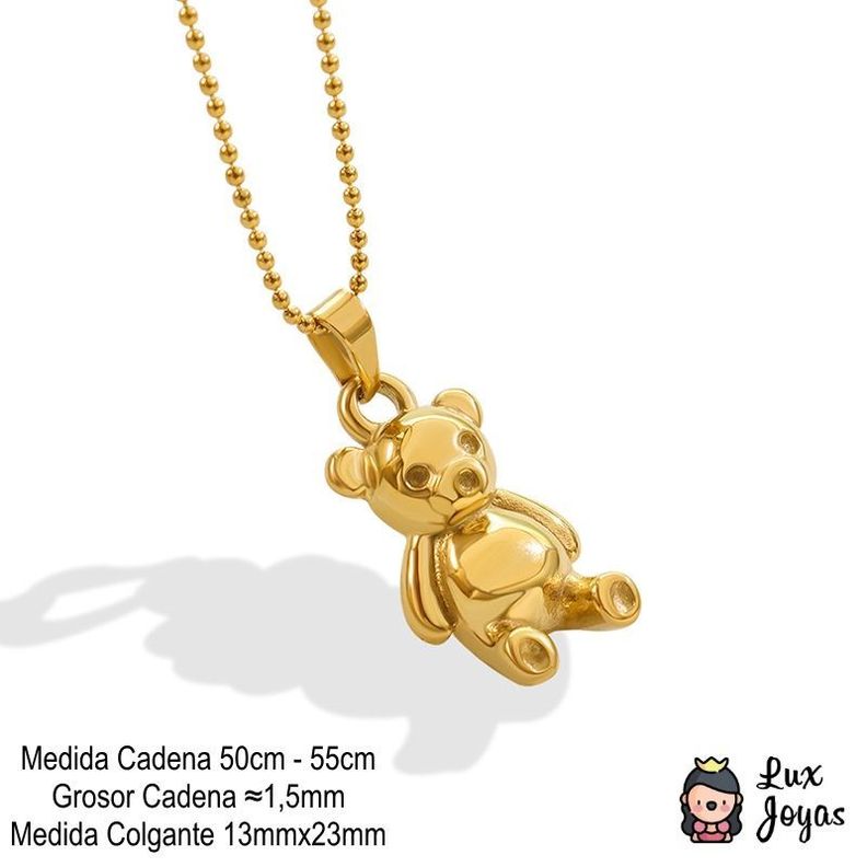 Collar Baño Oro Amarillo 18 Kilates Pelotitas Osito-4