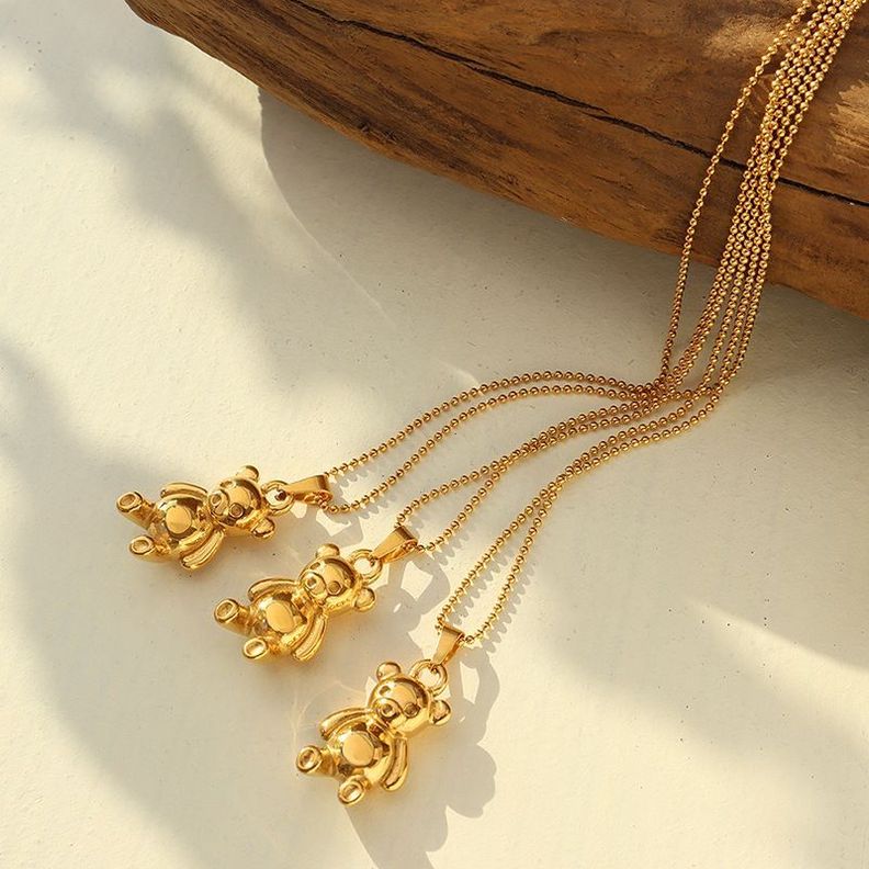 Collar Baño Oro Amarillo 18 Kilates Pelotitas Osito-1