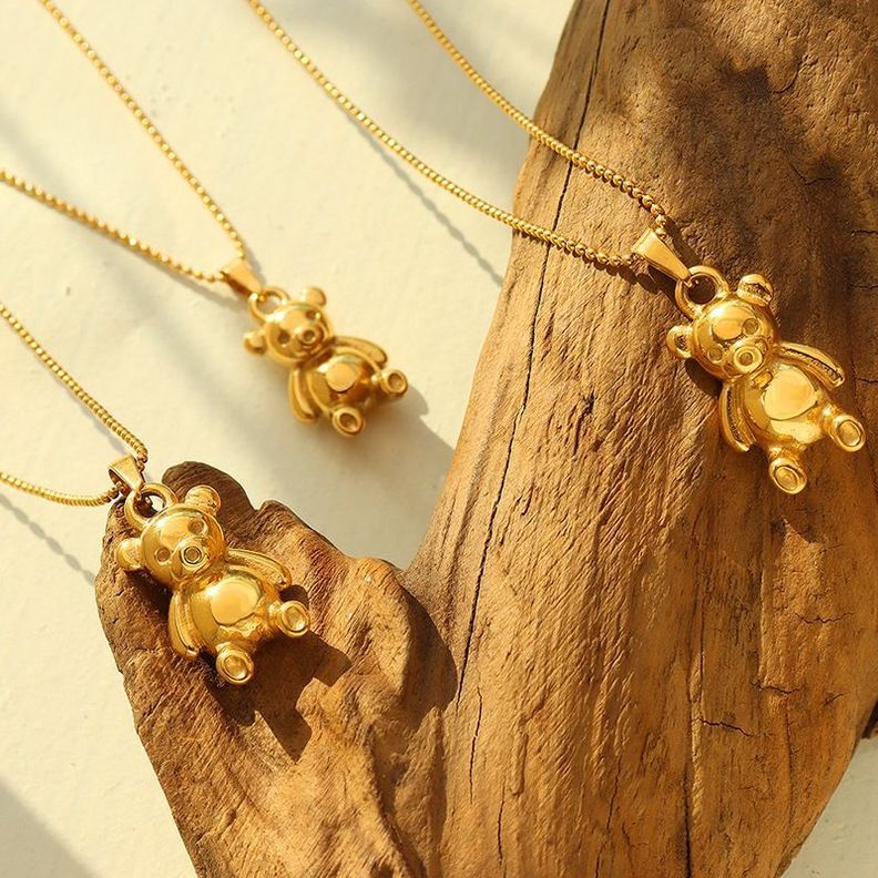 Collar Baño Oro Amarillo 18 Kilates Pelotitas Osito-2