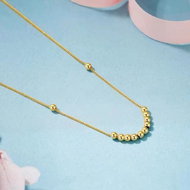 CADENA TEJIDA ORO AMARILLO 18K COLGANTE 12 PELOTITAS 18K-3
