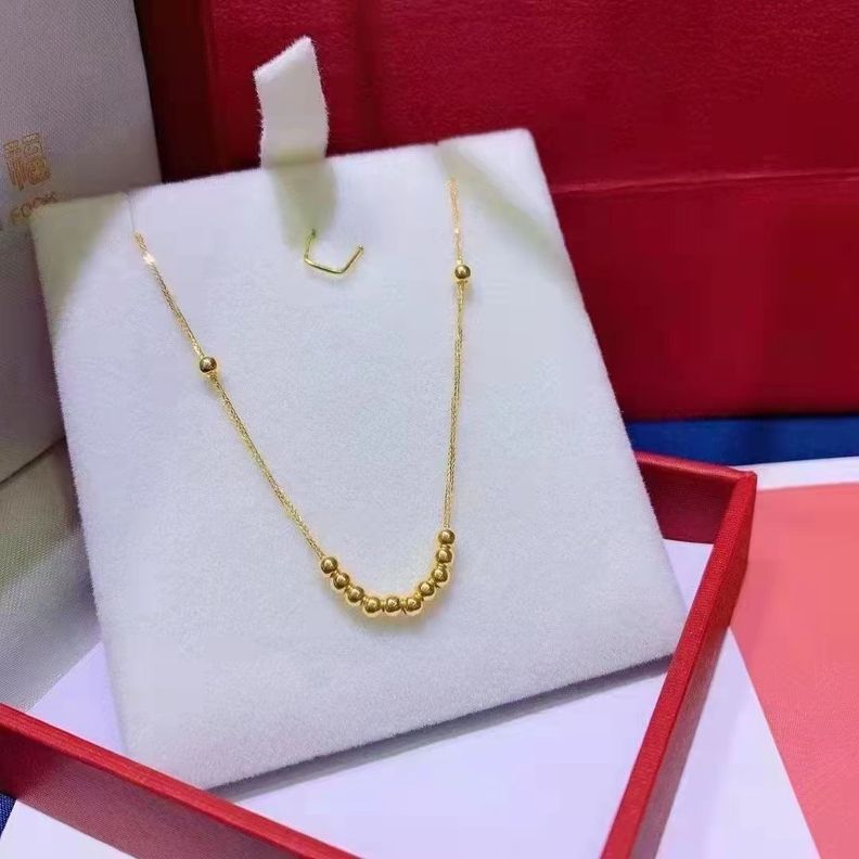 CADENA TEJIDA ORO AMARILLO 18K COLGANTE 12 PELOTITAS 18K-4