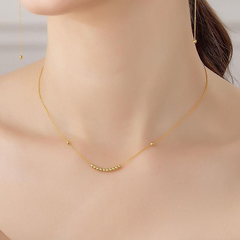 CADENA TEJIDA ORO AMARILLO 18K COLGANTE 12 PELOTITAS 18K-5
