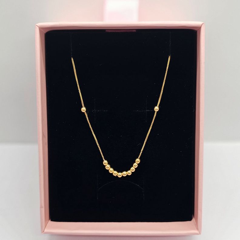 CADENA TEJIDA ORO AMARILLO 18K COLGANTE 12 PELOTITAS 18K-6