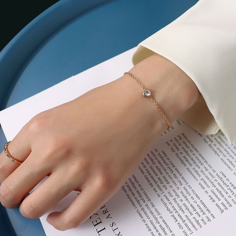 Pulsera Baño Oro Rosado 18k Punto De Luz-2