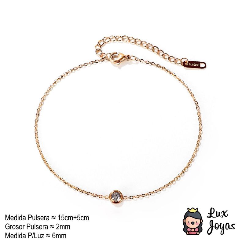 Pulsera Baño Oro Rosado 18k Punto De Luz-3