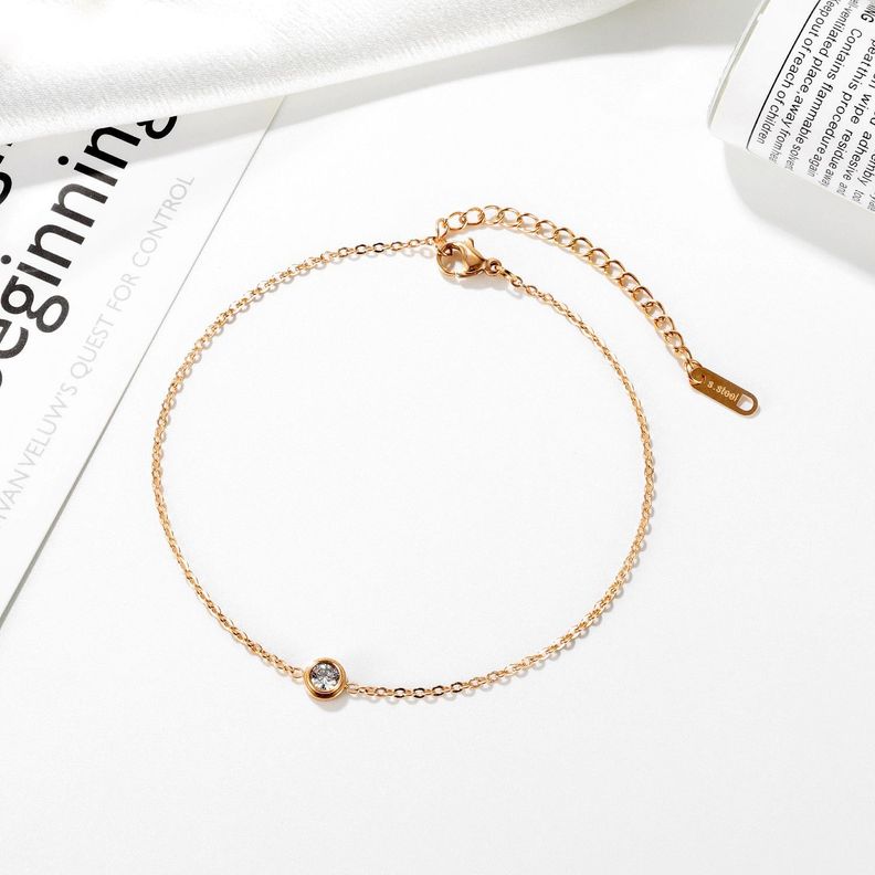 Pulsera Baño Oro Rosado 18k Punto De Luz-1