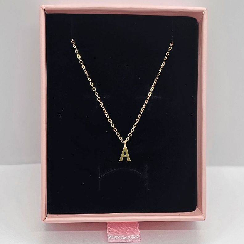 Cadena Eslabones Oro Amarillo 18k Colgante Letra Inicial A 18k-1