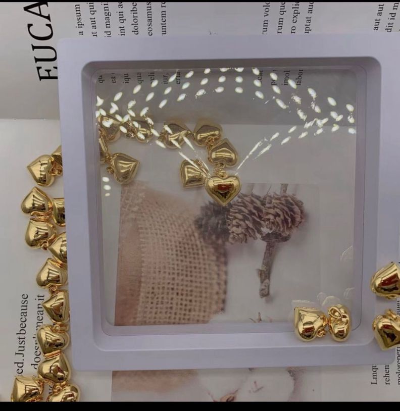 Cadena Eslabones Oro Amarillo 18K Corazón Inflado 18K-2