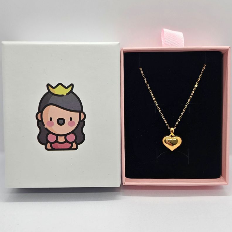Cadena Eslabones Oro Amarillo 18K Corazón Inflado 18K-4