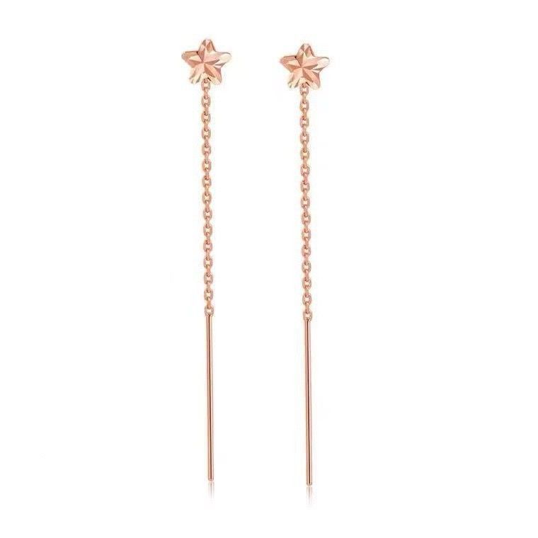 AROS LARGOS CADENA ESTRELLA ORO ROSADO 18K-0