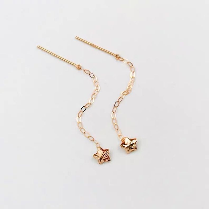 AROS LARGOS CADENA ESTRELLA ORO ROSADO 18K-1