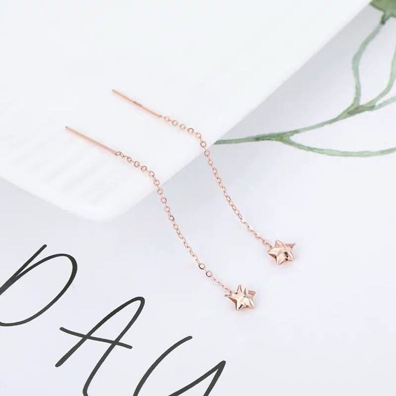 AROS LARGOS CADENA ESTRELLA ORO ROSADO 18K-2