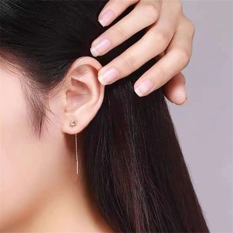 AROS LARGOS CADENA ESTRELLA ORO ROSADO 18K-3