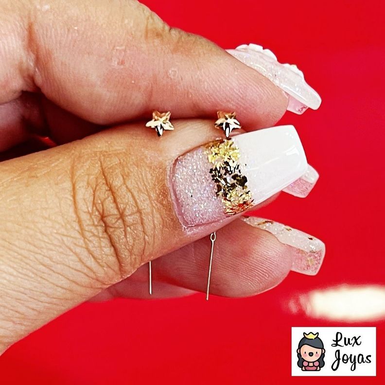 AROS LARGOS CADENA ESTRELLA ORO ROSADO 18K-5