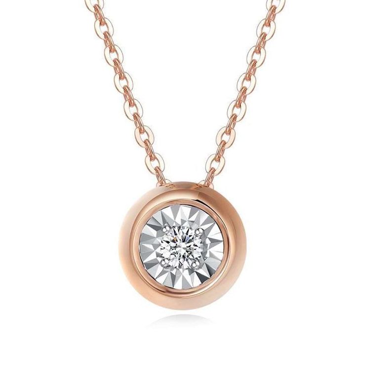 CADENA ESLABONES ORO ROSADO 18K COLGANTE PUNTO DE LUZ DIAMANTE 2P-0