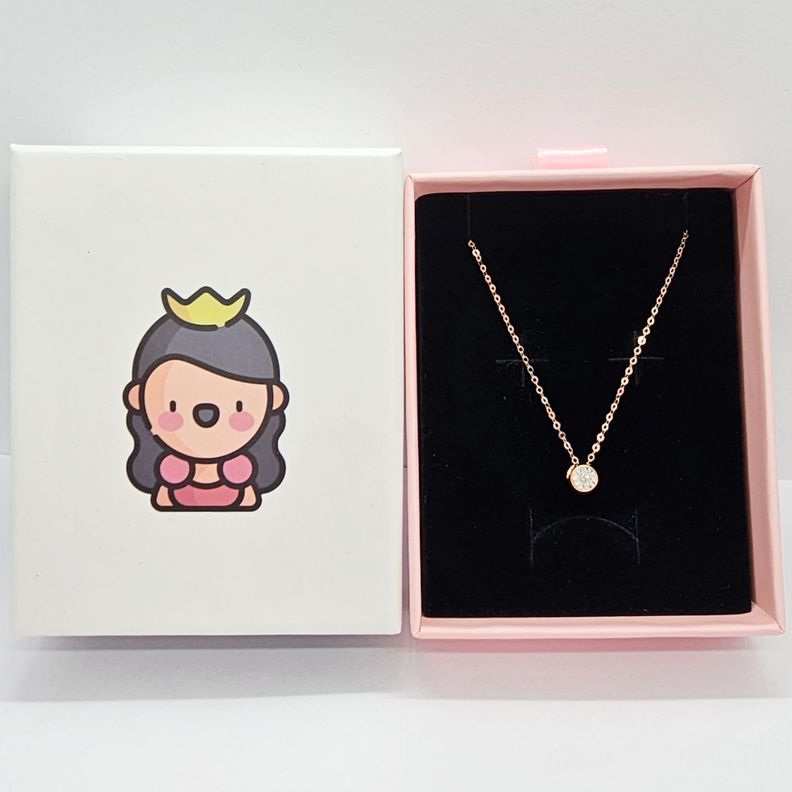 CADENA ESLABONES ORO ROSADO 18K COLGANTE PUNTO DE LUZ DIAMANTE 2P-3