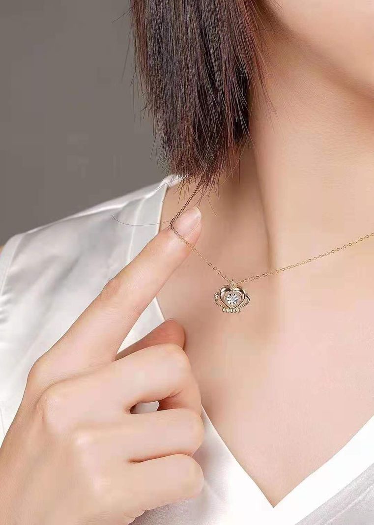 CADENA ESLABONES ORO AMARILLO 18K COLGANTE CORONA DIAMANTE 3P-2