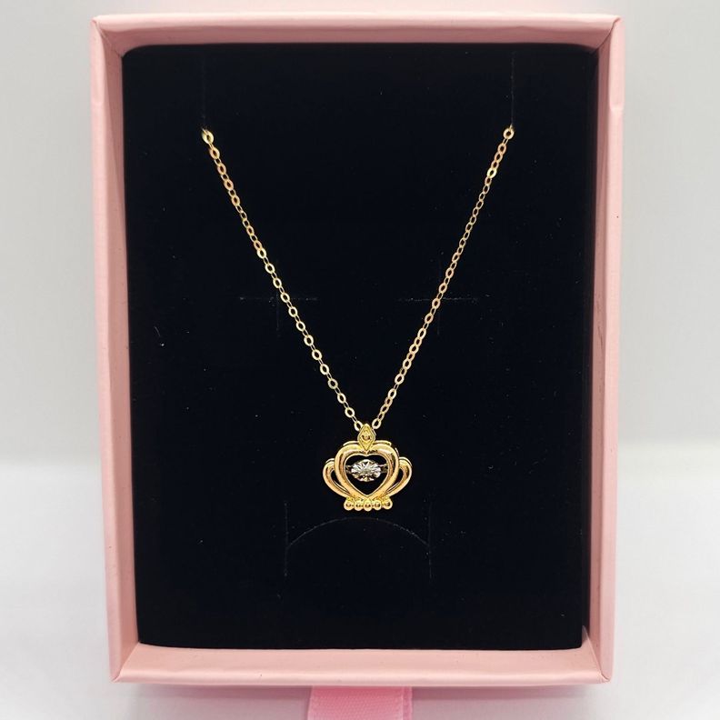 CADENA ESLABONES ORO AMARILLO 18K COLGANTE CORONA DIAMANTE 3P-3