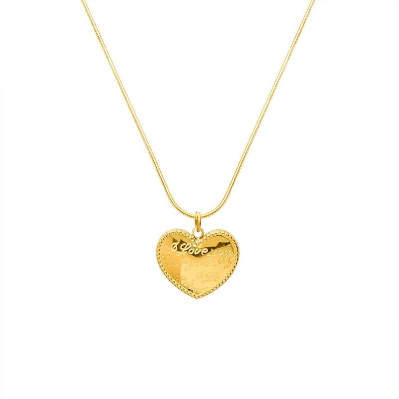 Collar Baño Oro Amarillo 18 Kilates Cola Topo Corazón Love You-0
