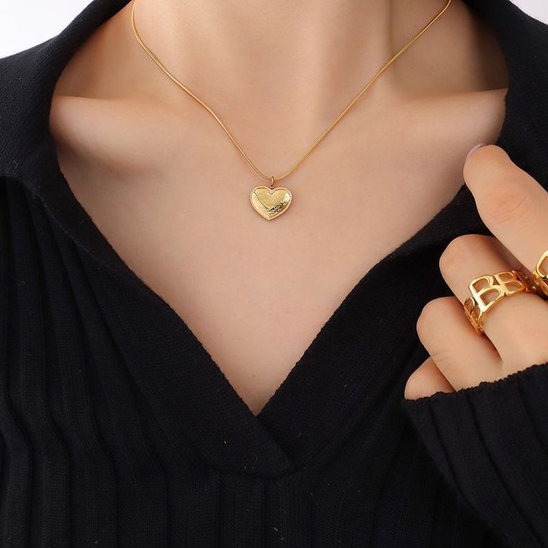 Collar Baño Oro Amarillo 18 Kilates Cola Topo Corazón Love You-2
