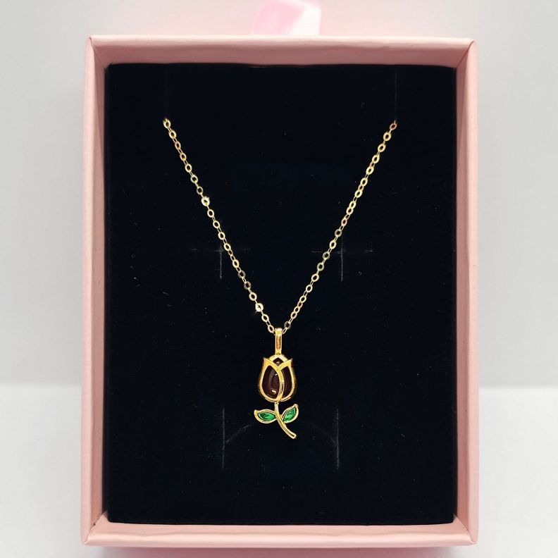 CADENA ESLABONES ORO AMARILLO 18K COLGANTE ROSA ÁGATA ROJO DE PROTECCIÓN 18K-4