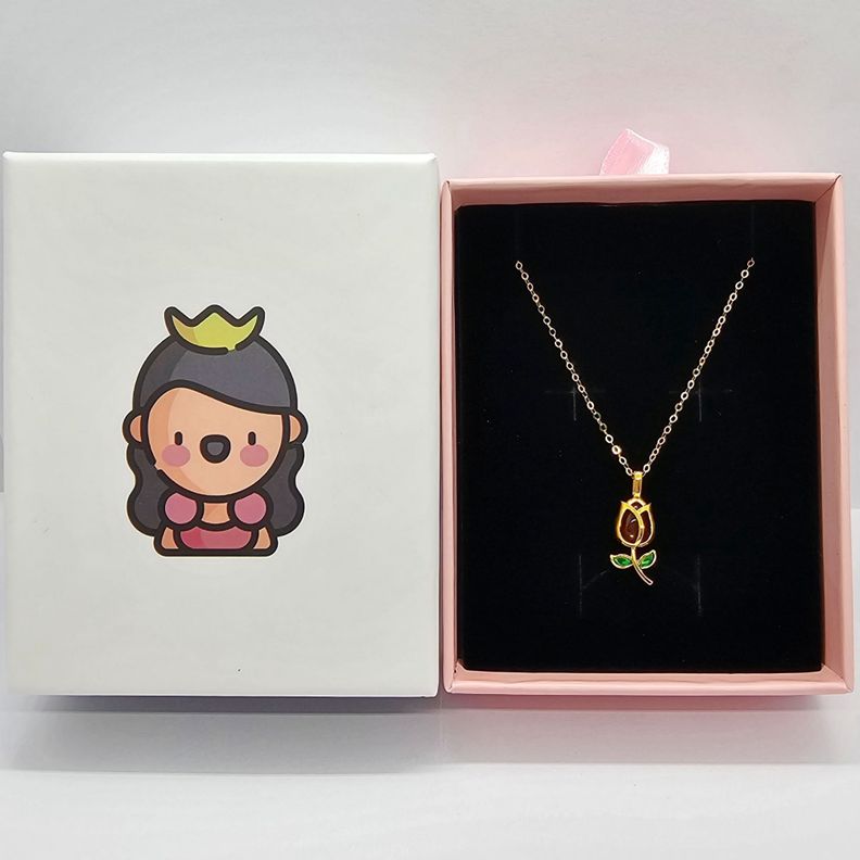 CADENA ESLABONES ORO AMARILLO 18K COLGANTE ROSA ÁGATA ROJO DE PROTECCIÓN 18K-5