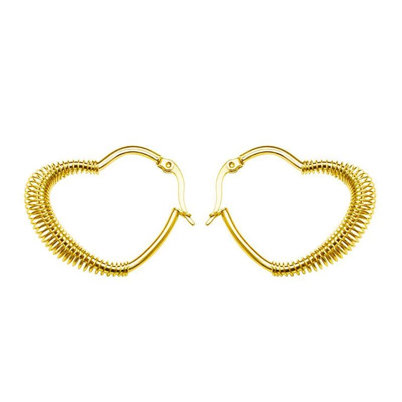 Aros Baño Oro Amarillo 18k Argollas Corazón Resorte S-0