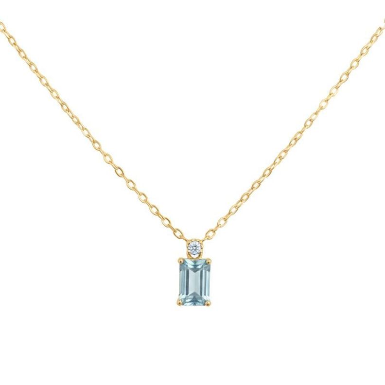 Collar Plata 925 Rect Aquamarina