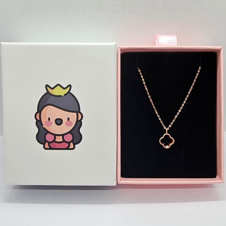 CADENA ESLABONES ORO ROSADO 18K COLGANTE TREBOL L DIAMANTE 1P-5