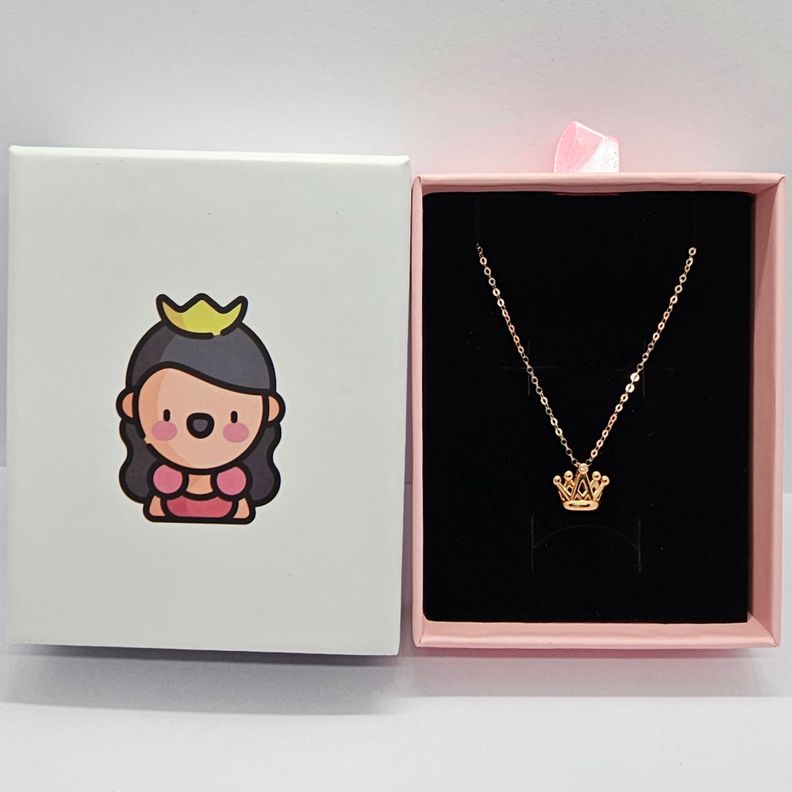 Cadena Eslabones Oro Rosado 18k Colgante Corona Diamante 4 Puntos-5