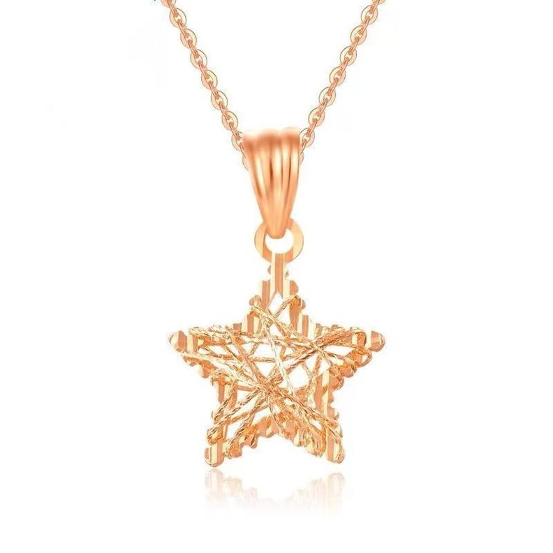 CADENA ESLABONES ORO ROSADO 18K COLGANTE ESTRELLA ENREDADO 18K-0