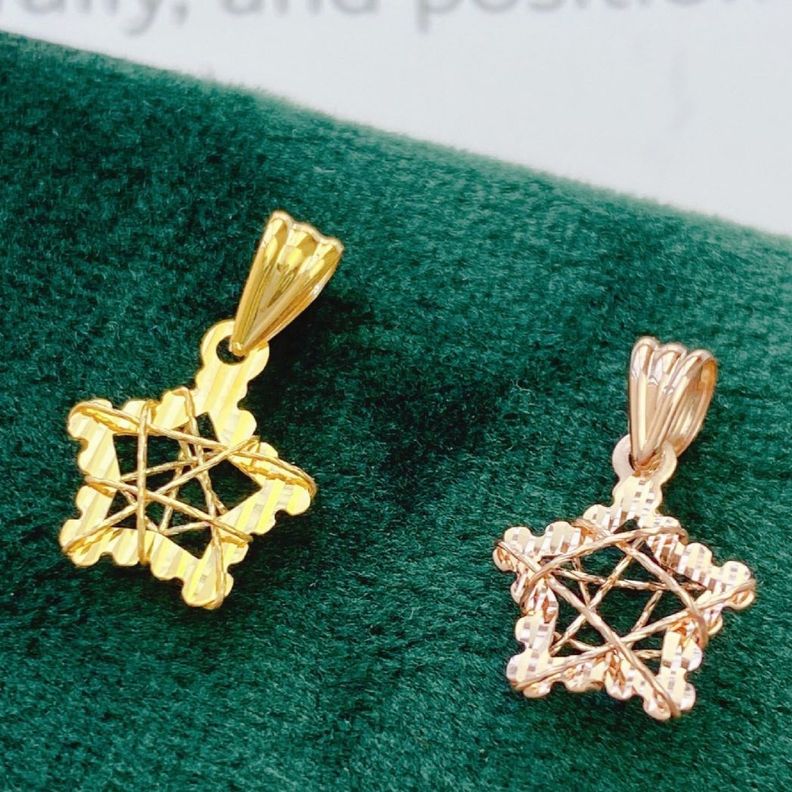 CADENA ESLABONES ORO ROSADO 18K COLGANTE ESTRELLA ENREDADO 18K-2
