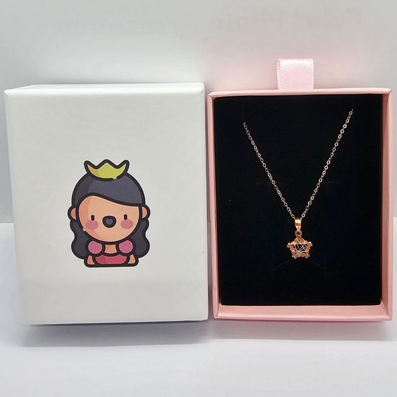 CADENA ESLABONES ORO ROSADO 18K COLGANTE ESTRELLA ENREDADO 18K-4