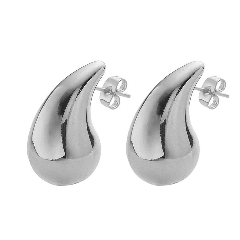 Aros Bano Oro 18k Pegados Gota White Dorado
