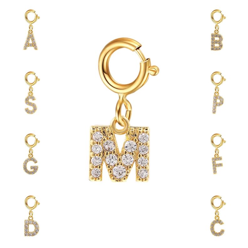 Cadena Eslabones Oro Amarillo 18k Charm Letras Inicial C Full Diamante-1