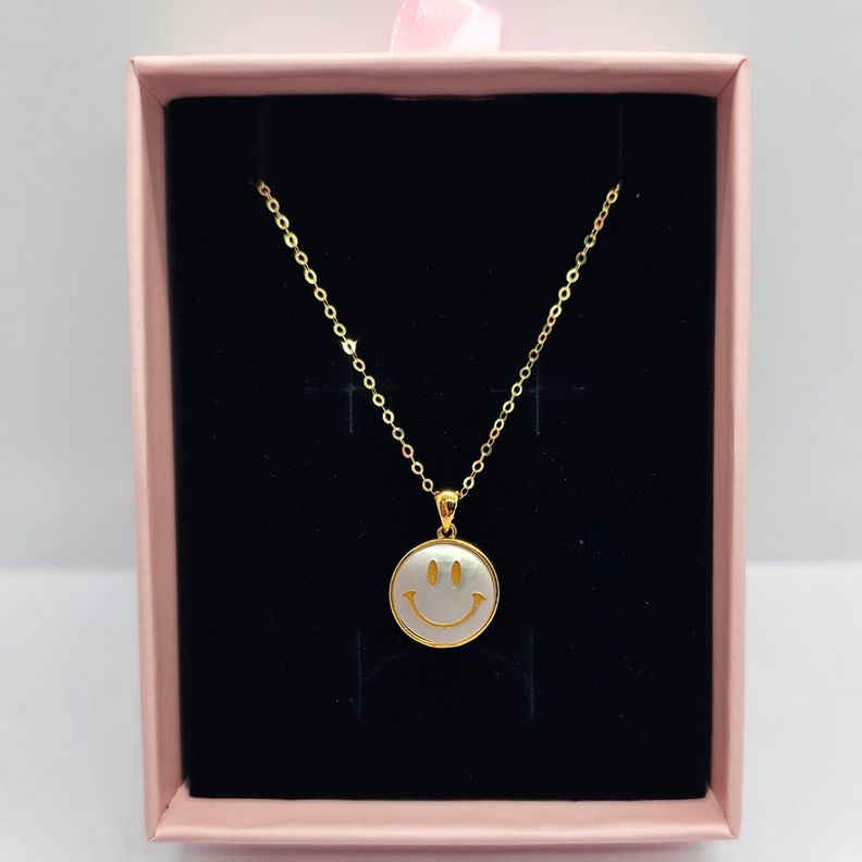 CADENA ESLABONES ORO AMARILLO 18K COLGANTE SMILE NÁCAR 18K-3