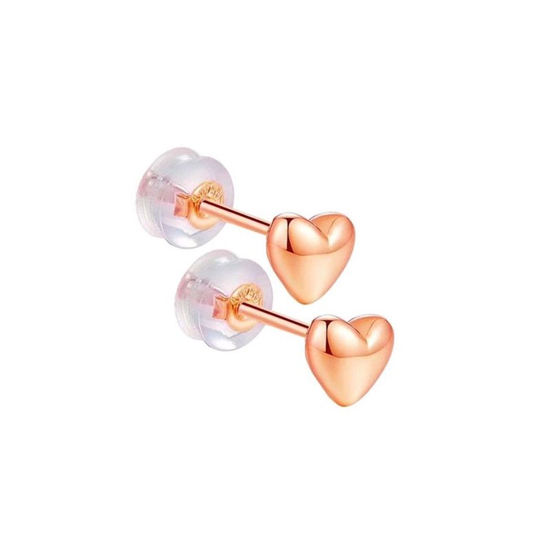 AROS PEGADOS CORAZÓN ORO ROSADO 18K-0