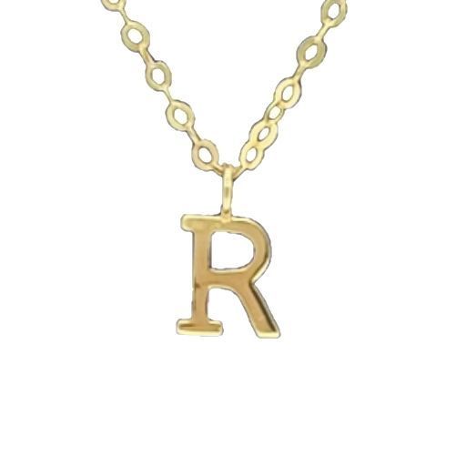 CADENA ESLABONES ORO 18K COLGANTE LETRA INICIAL R 18K-0