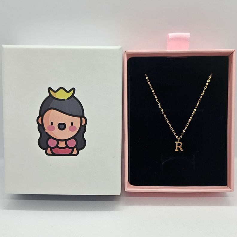 CADENA ESLABONES ORO 18K COLGANTE LETRA INICIAL R 18K-2