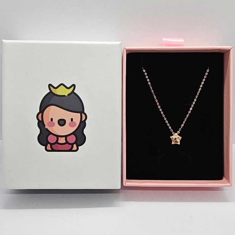 CADENA ESLABONES ORO ROSADO 18K COLGANTE ESTRELLA CON DIAMANTE 1P-5