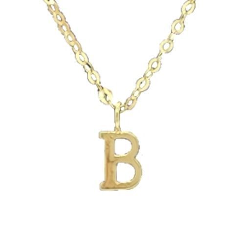 Cadena Eslabones Oro Amarillo 18k Colgante Letra Inicial B 18k-0