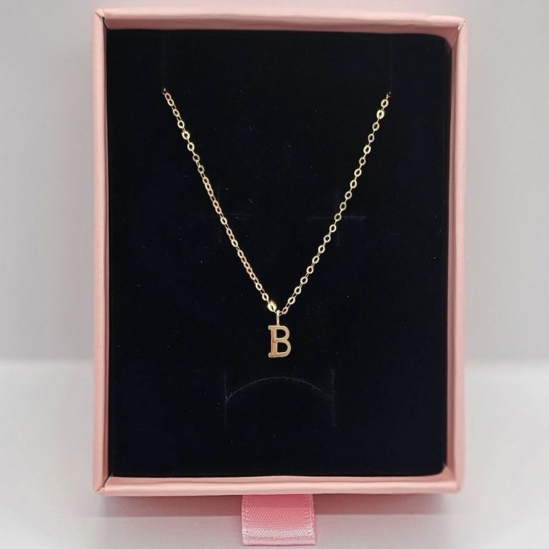 Cadena Eslabones Oro Amarillo 18k Colgante Letra Inicial B 18k-1