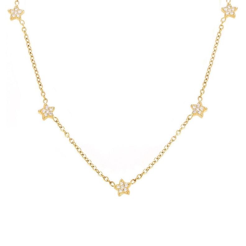 Collar Baño Oro Amarillo 18k Estrellas Brillitos