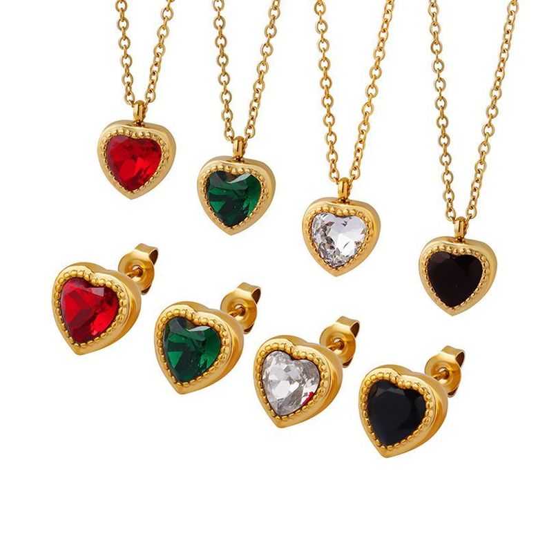 Collar Baño Oro Amarillo 18 Kilates Corazón Circón Onix-1