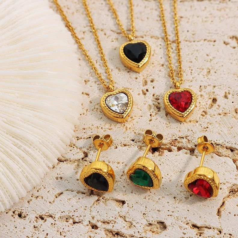 Collar Baño Oro Amarillo 18 Kilates Corazón Circón Onix-2