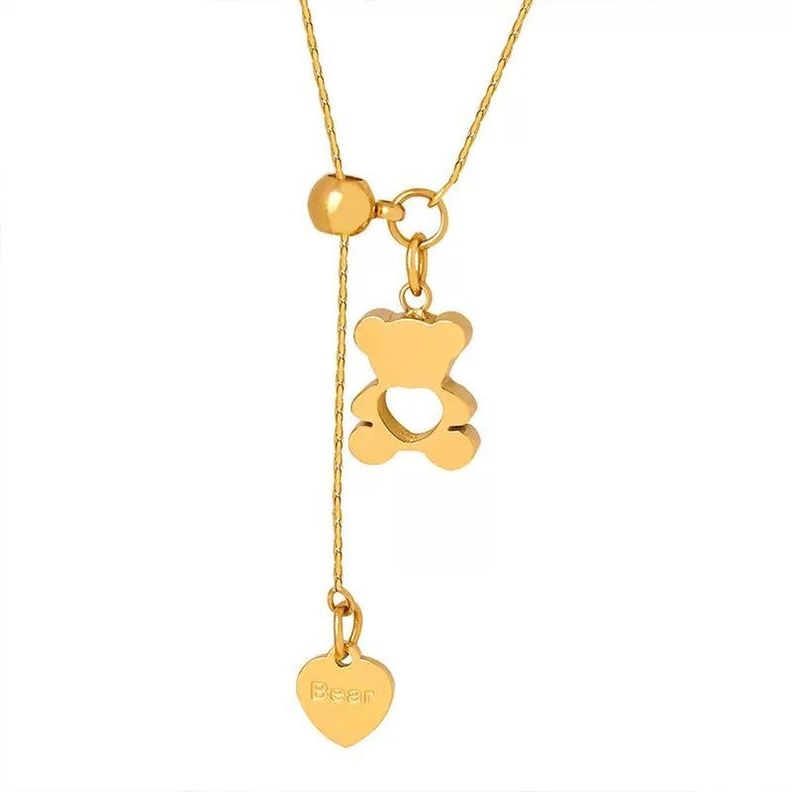 Collar Bano Oro 18k Osito Alargue Dorado
