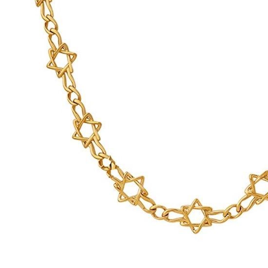 Collar Baño Oro Amarillo 18 Kilates Estrella De David-0
