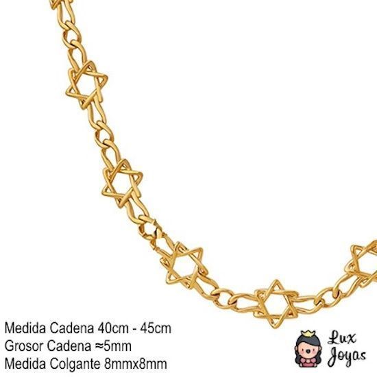 Collar Baño Oro Amarillo 18 Kilates Estrella De David-4