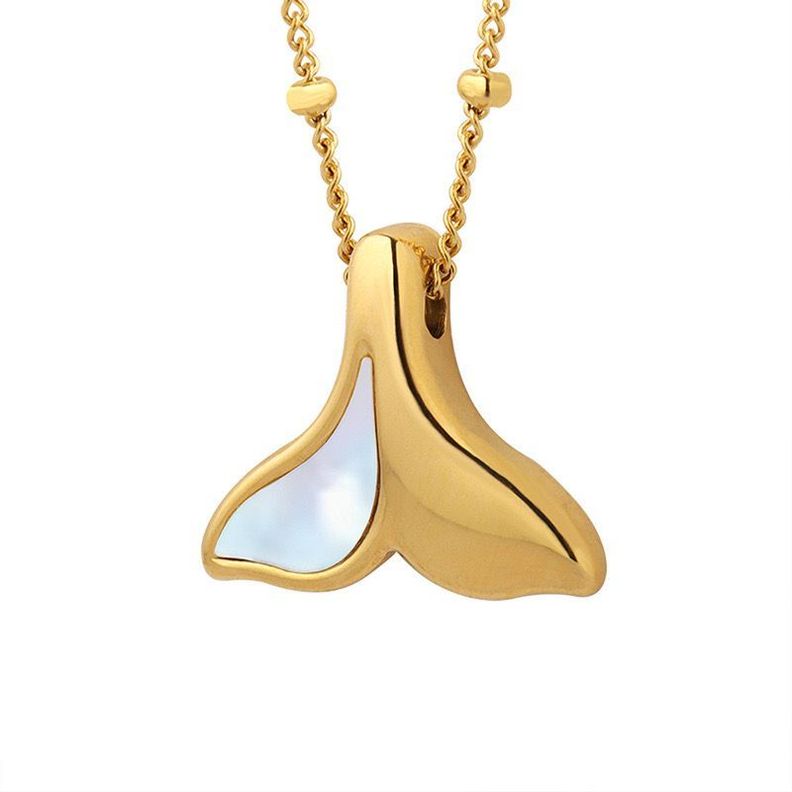 Collar Baño Oro Amarillo 18k Cola De Ballena Nácar-0
