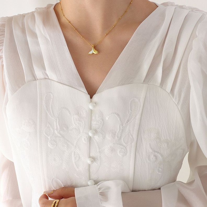 Collar Baño Oro Amarillo 18k Cola De Ballena Nácar-1